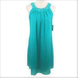 Mlle Gabriel Beaded Sheath Dress Sleeveless Party Dress Teal